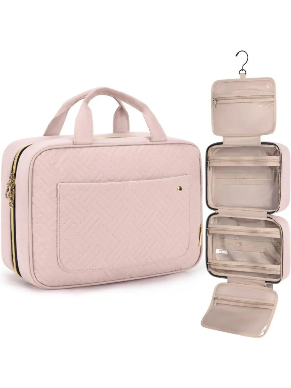 Travel Toiletry Bag with Hanging Hook | Water-Resistant Makeup Organizer